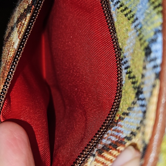 BNWOT RRP £50 genuine leather & tartan tweed crossbody bag satchel never used - Picture 11 of 14